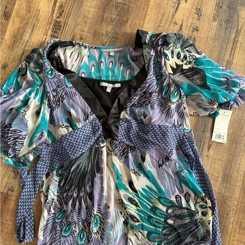 Women's Multicolor Peacock Print Top NWT